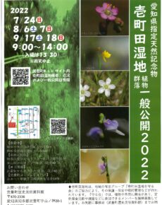 愛知県指定天然記念物　壱町田湿地植物群落　一般公開