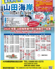 2025年度　潮干狩りin山田海岸（アサリの生育不良で5/17で終了）