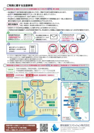 知多半島の有料道路＋α１日1,000円ETC乗り放題